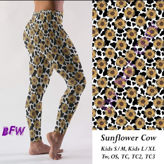 Sunflower cow leggings with pockets