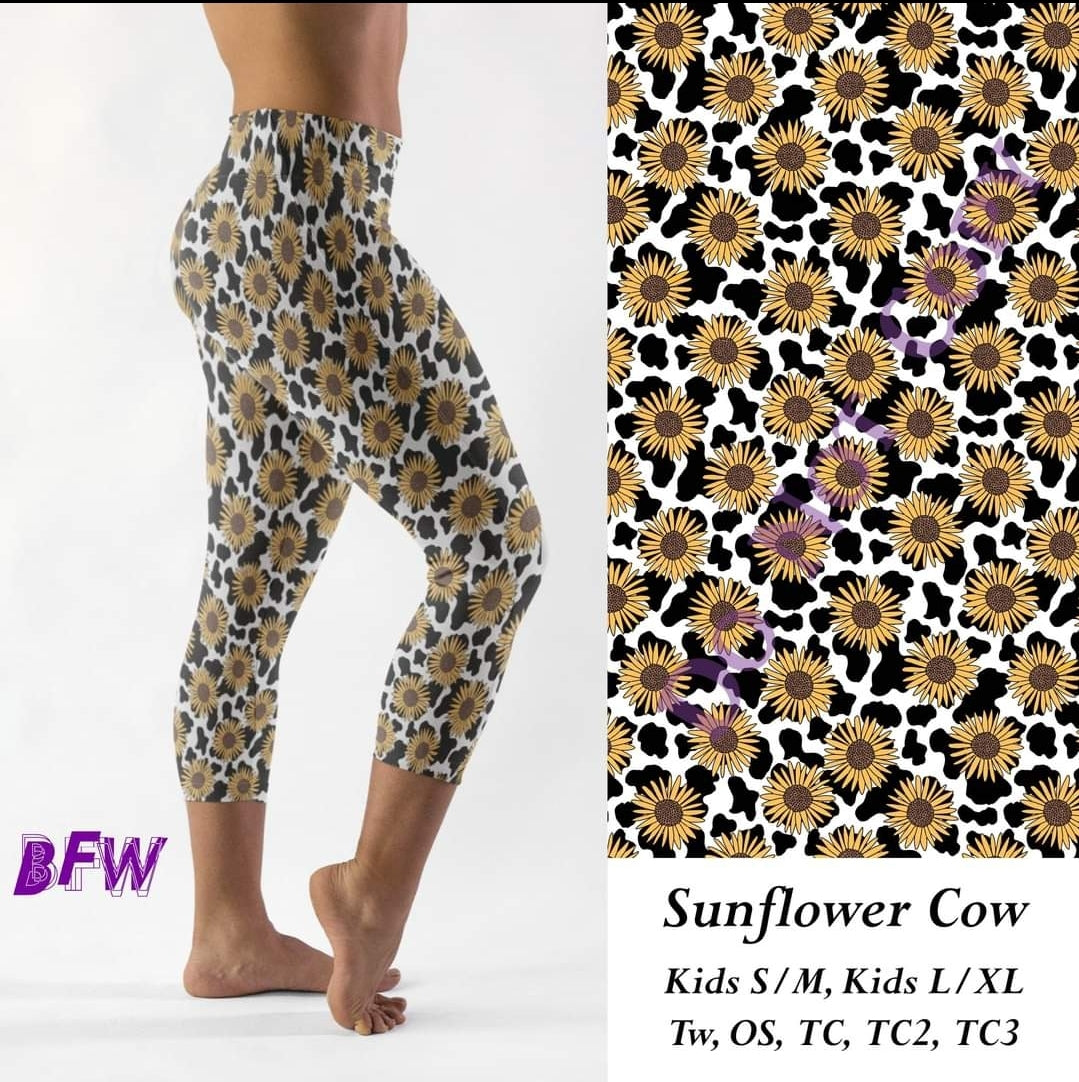 Sunflower cow leggings with pockets