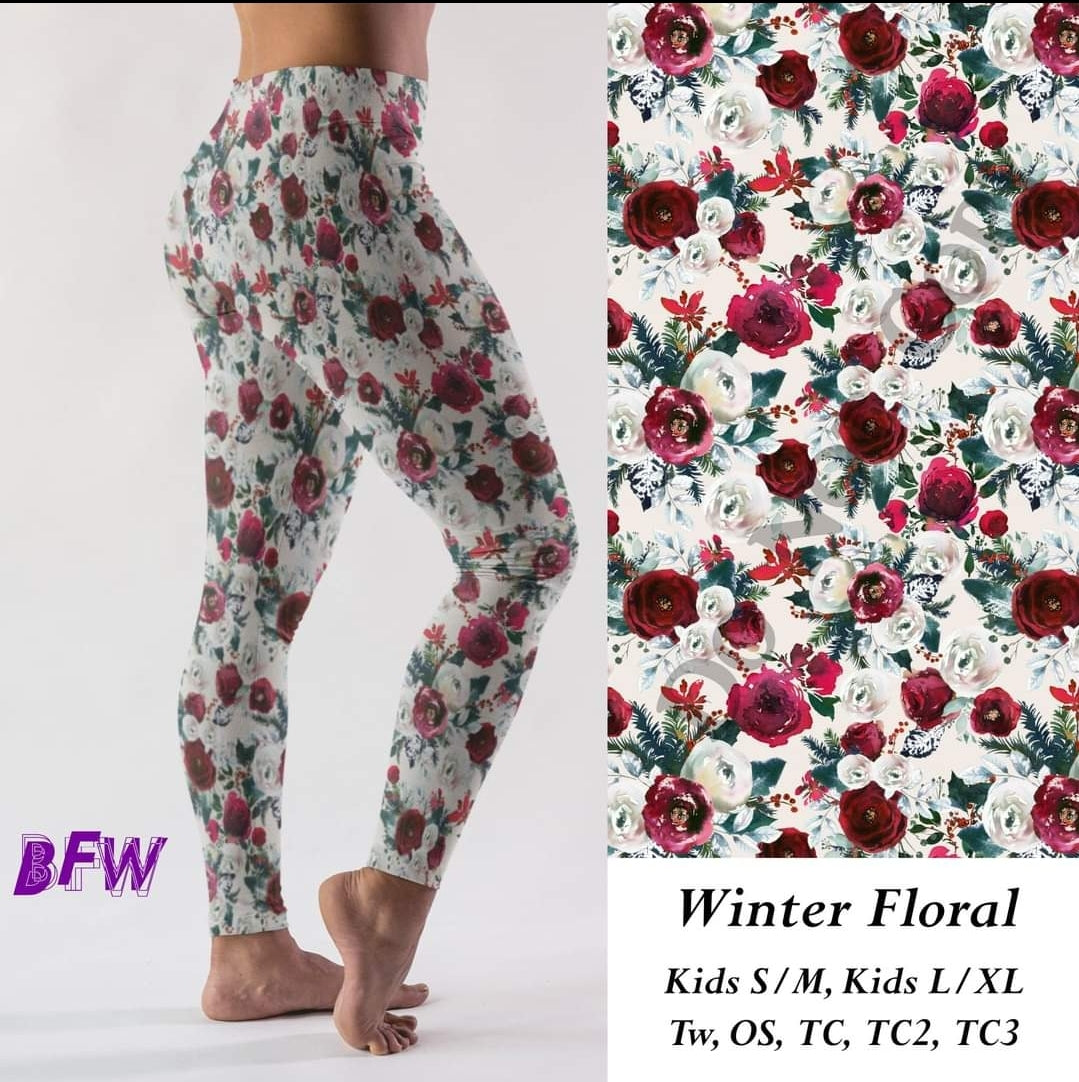 Winter floral leggings and capris