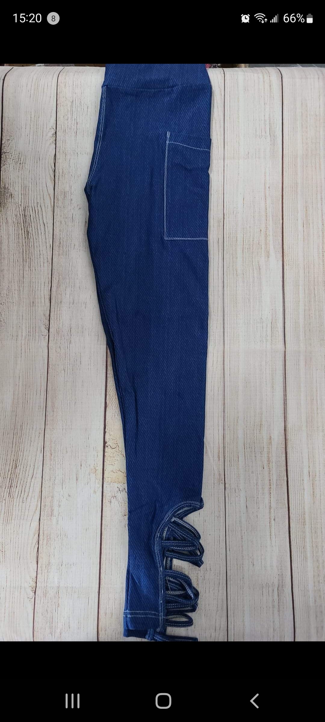 Light Denim criss cross leggings with pockets