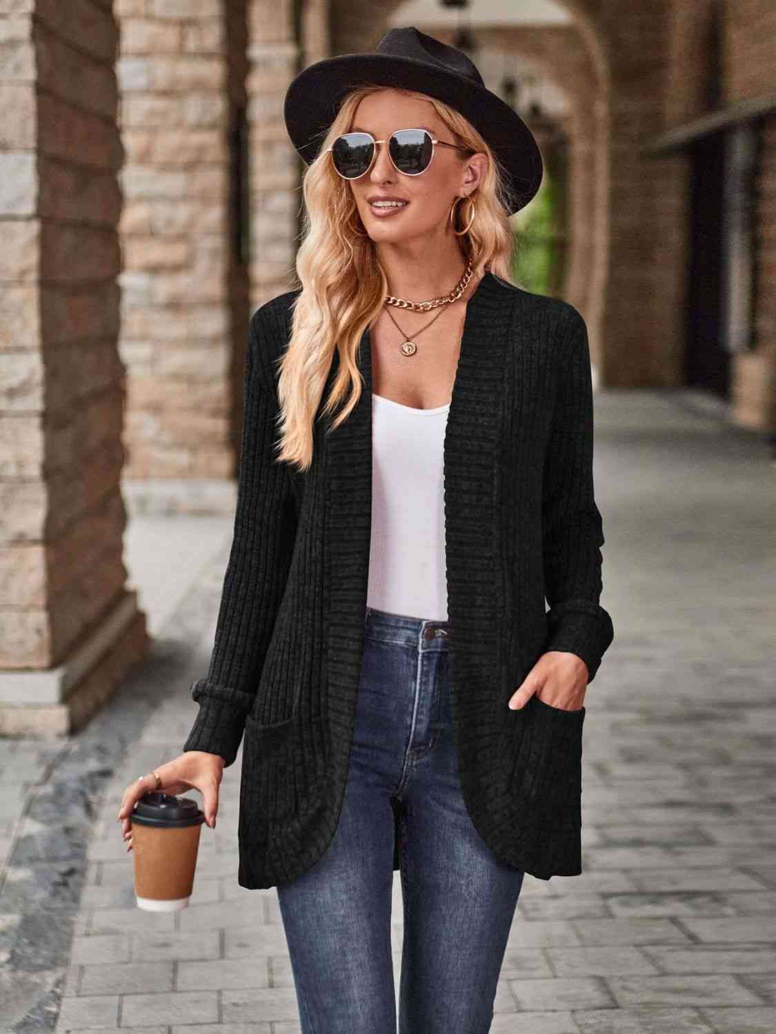 Open Front Cardigan with Pockets