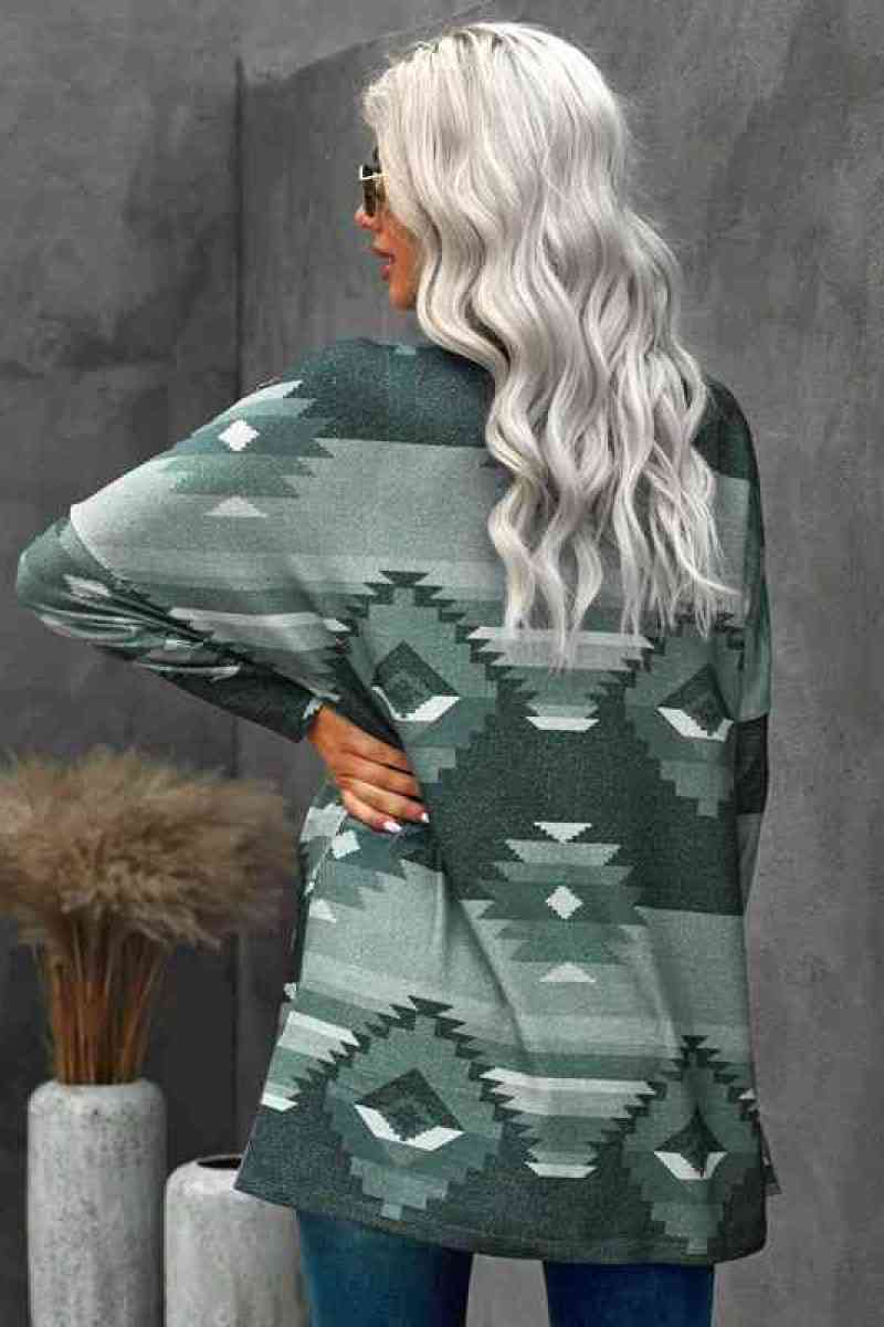 Geo Graphic Open Front Cardigan - Keene's