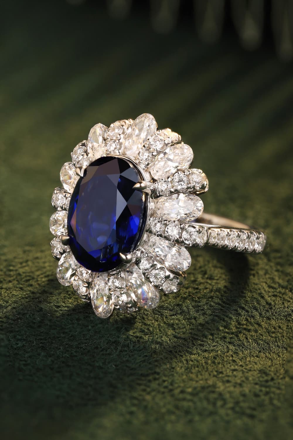 Lab-Grown Sapphire Flower Shape Ring