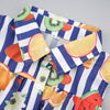 Fruit Striped Collared Sleeveless Shirt