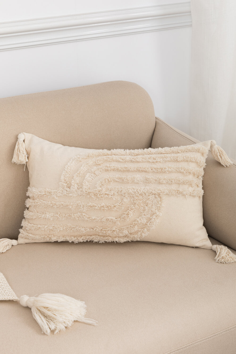 Fringe Trim Decorative Throw Pillow Case