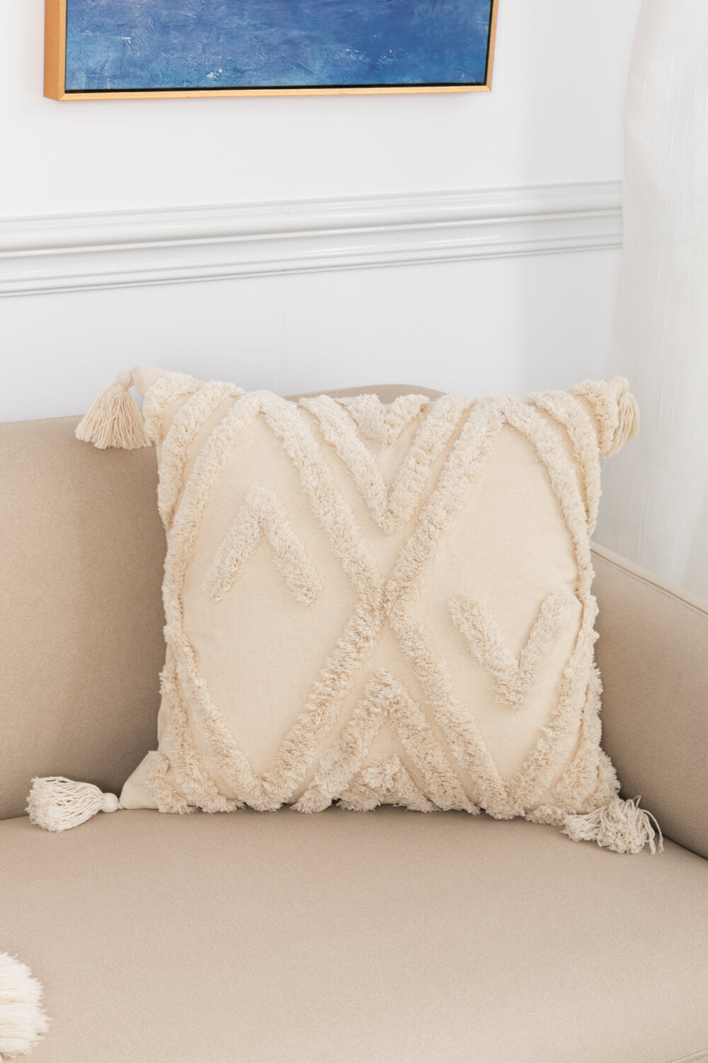 Fringe Trim Decorative Throw Pillow Case