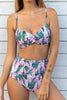 Printed Crossed Bandeau High Waist Bikini - Keene's