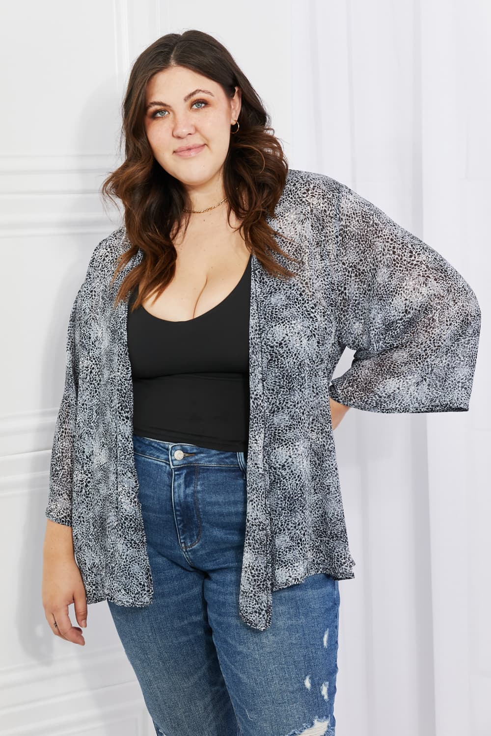 Melody Full Size Snake Print Chiffon Kimono