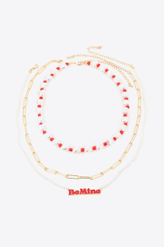 BE MINE Pearl Triple-Layered Necklace