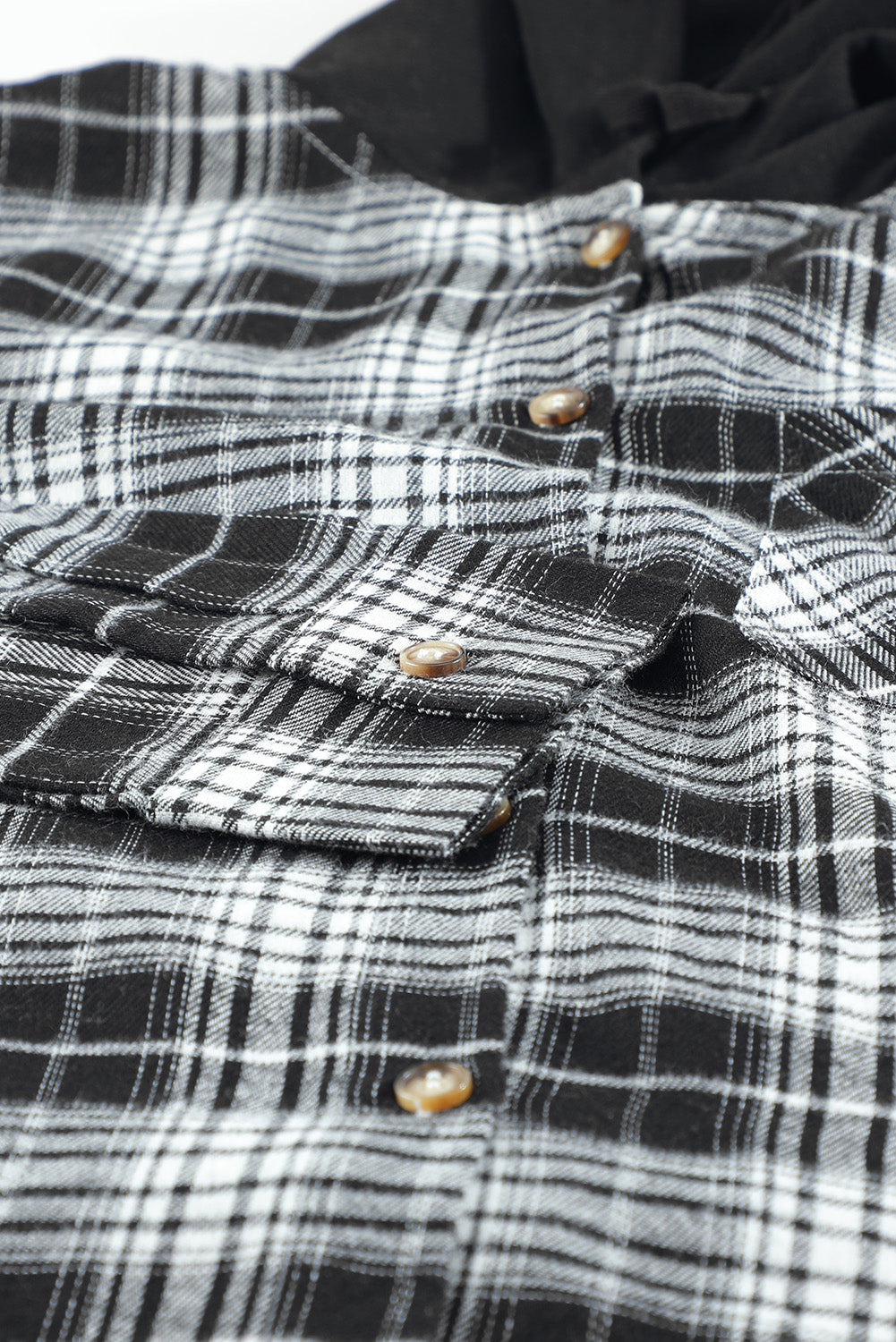 Plaid Drawstring Hooded Shirt Jacket - Keene's
