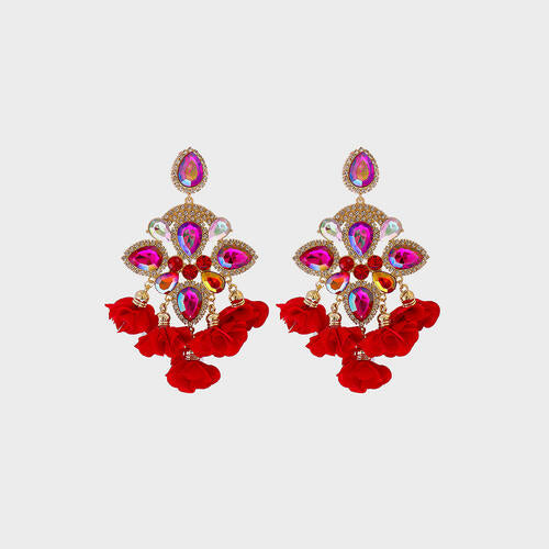 Flower Shape Rhinestone Alloy Dangle Earrings