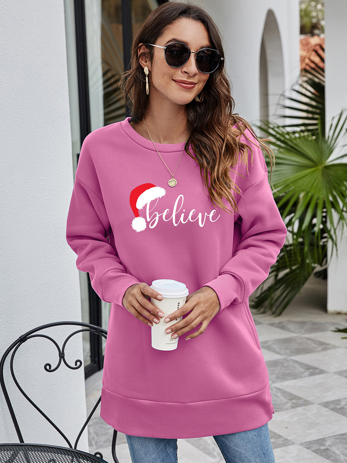 BELIEVE Graphic Tunic Sweatshirt