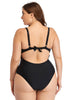 Plus Size Spliced Mesh Tie-Back One-Piece Swimsuit - Keene's