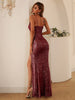 Sequin Surplice Floor-Length Dress