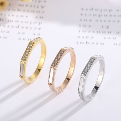 Stainless Steel Inlaid Zircon Ring
