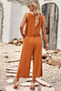Buttoned Round Neck Tank and Wide Leg Pants Set