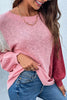 Color Block Balloon Sleeve Knitted Sweater - Keene's