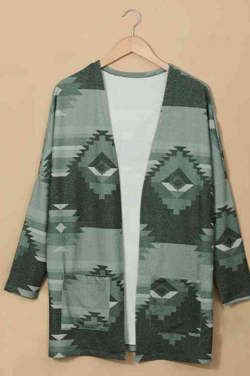 Geo Graphic Open Front Cardigan - Keene's