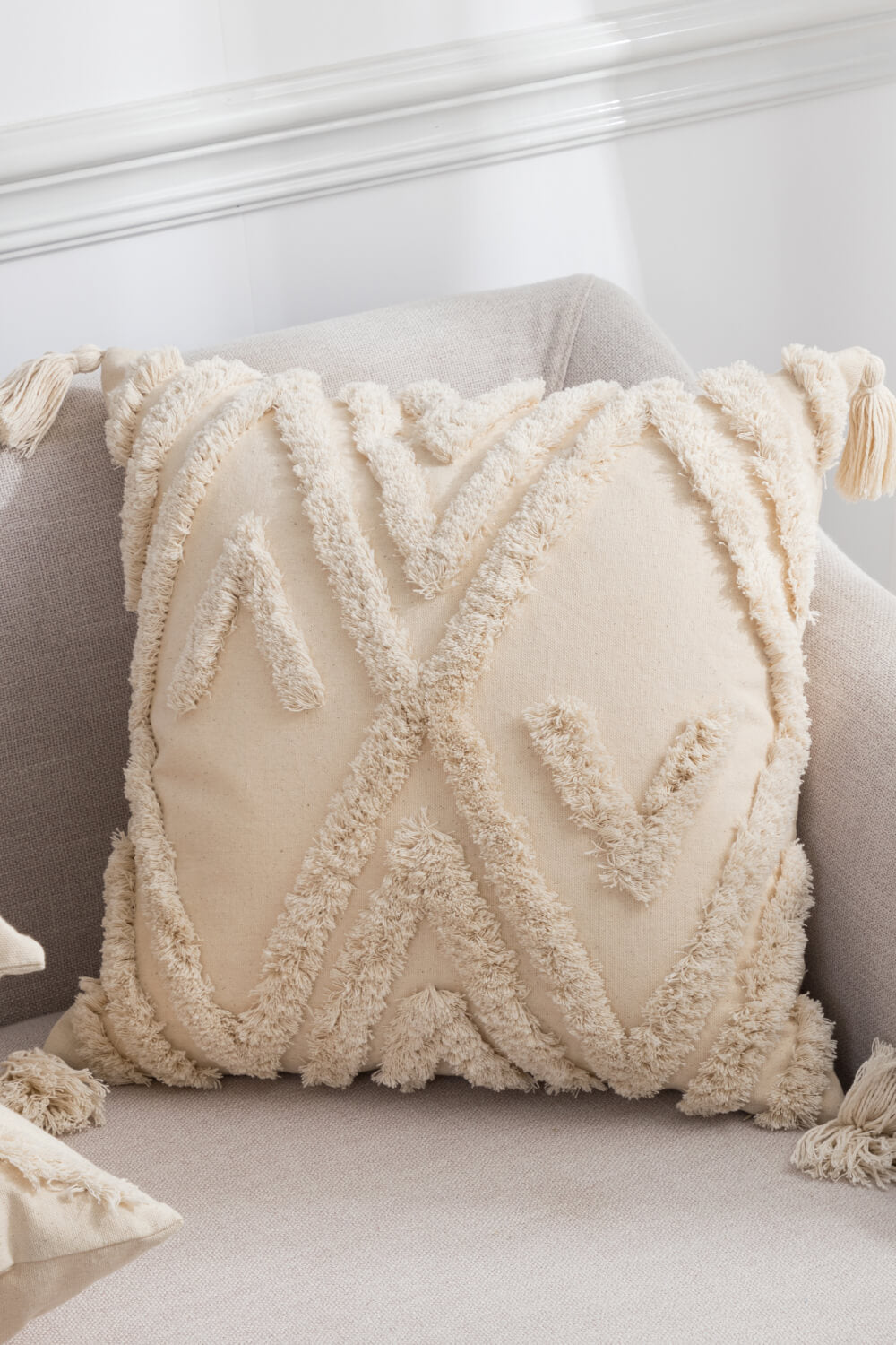 Fringe Trim Decorative Throw Pillow Case