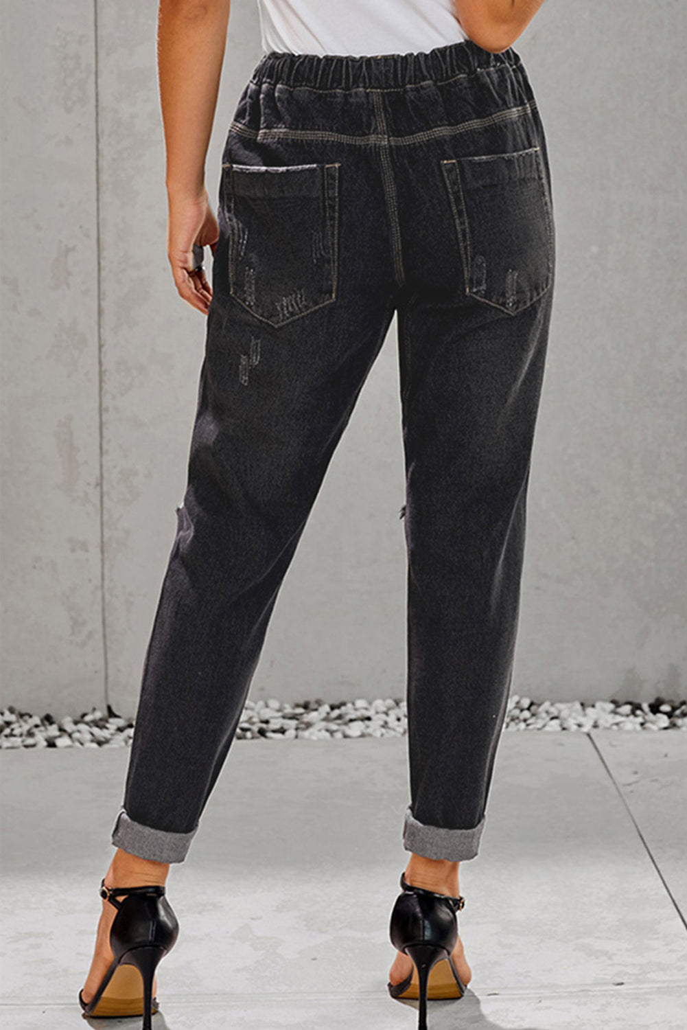 Drawstring Denim Joggers - Keene's