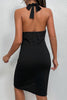 Asymmetrical Ribbed Ruched Halter Neck Dress - Keene's