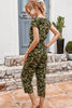 Camouflage Drawstring Crop Leg Jumpsuit
