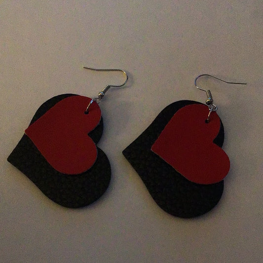 Heart Earrings - 2023 Collection - Red and Black Heart