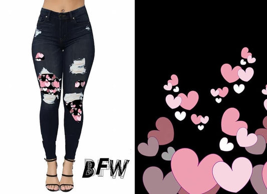 Denim Hearts (Peekaboo Faux Denim) Leggings