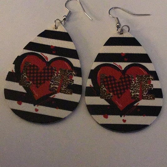 Heart Earrings - 2023 Collection - Love Black and White Stripped