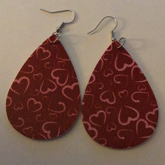 Heart Earrings - 2023 Collection - Pink Hearts Red Background