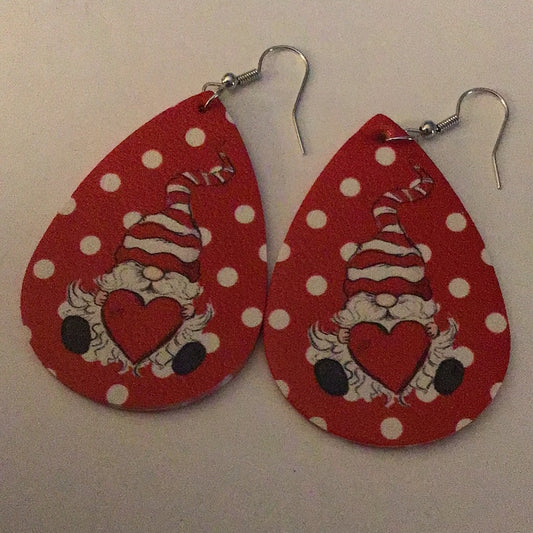 Heart Earrings - 2023 Collection - Red Heart White Dot Gnome