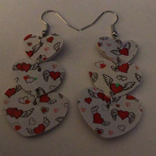 Heart Earrings - 2023 Collection - 3 Hearts With Wings