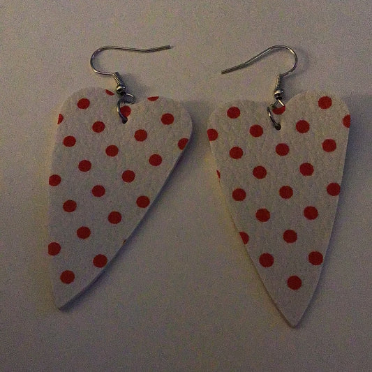 Heart Earrings - 2023 Collection - Long Heart With Red Dots