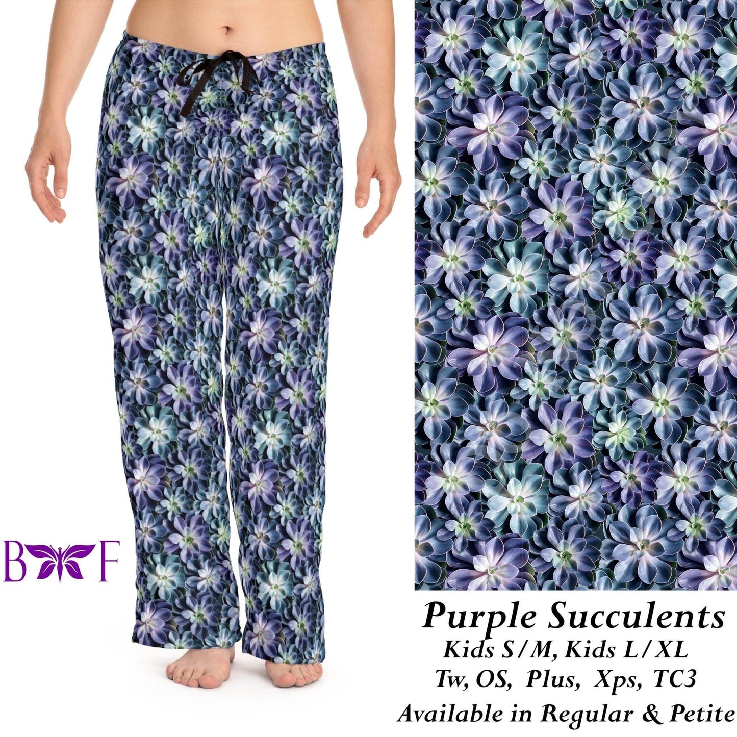 Purple Succulents- Leggings