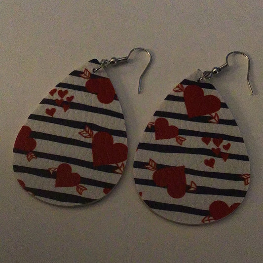 Heart Earrings - 2023 Collection - Black Stripped Hearts