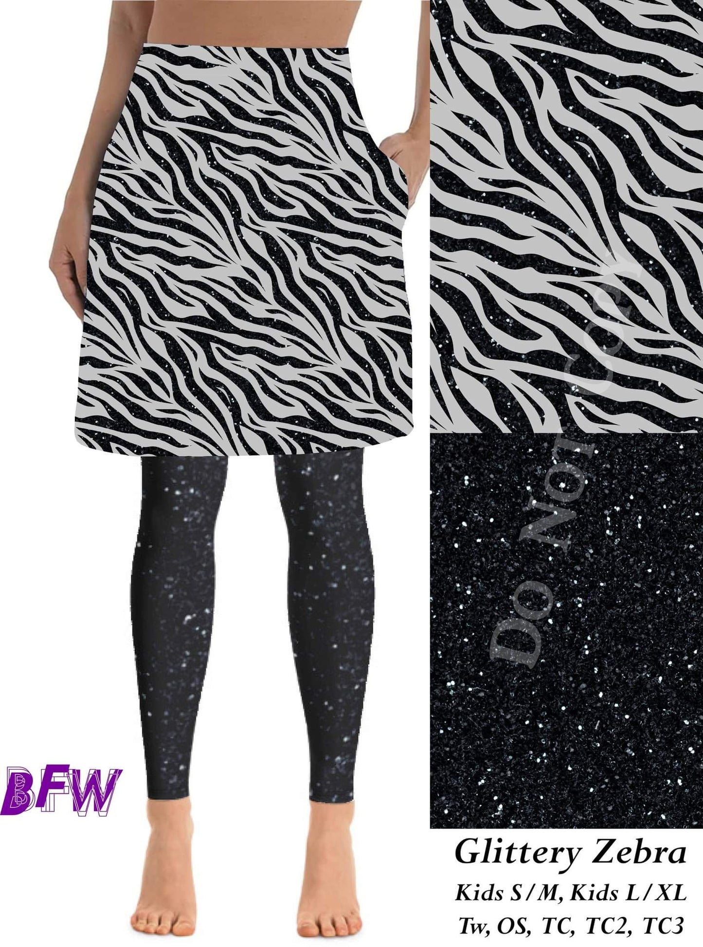 Glitter Zebra skirted leggings